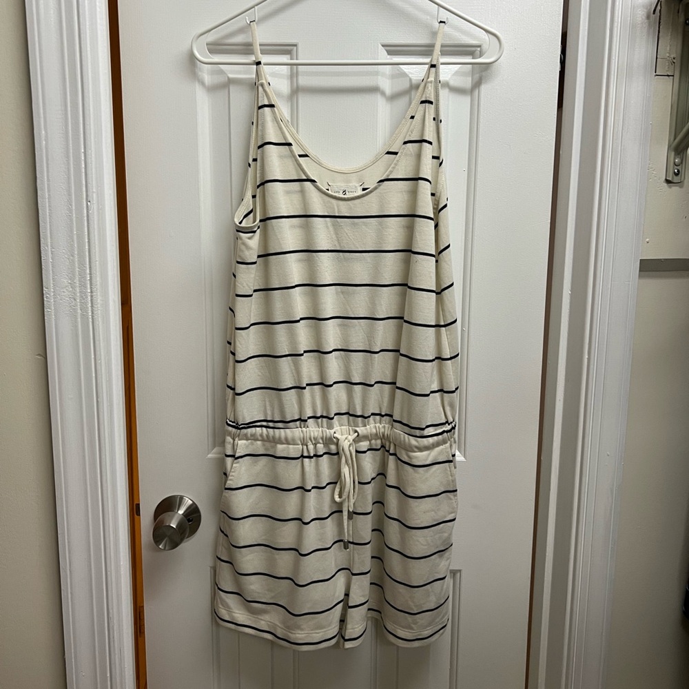 Lou & Grey Black and Cream Striped Romper